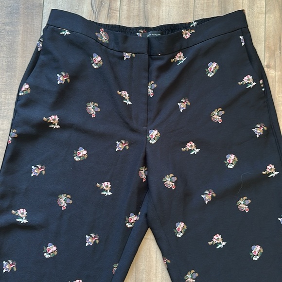 Ann Taylor The Fluid Straight Leg Floral Pants Elastic Waist Trousers Large Tall - Picture 3 of 10